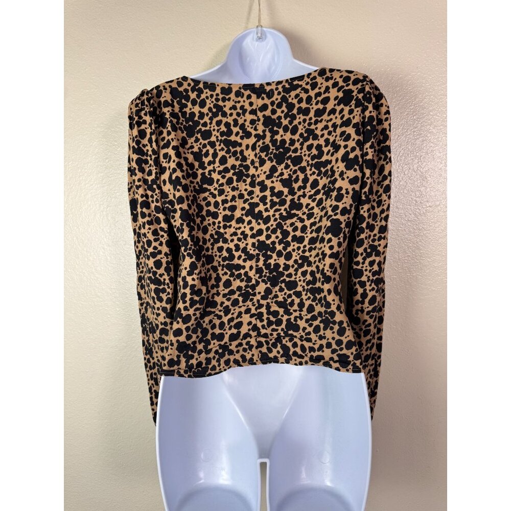 Reformation Leopard Button Front Long Sleeves Top… - image 2